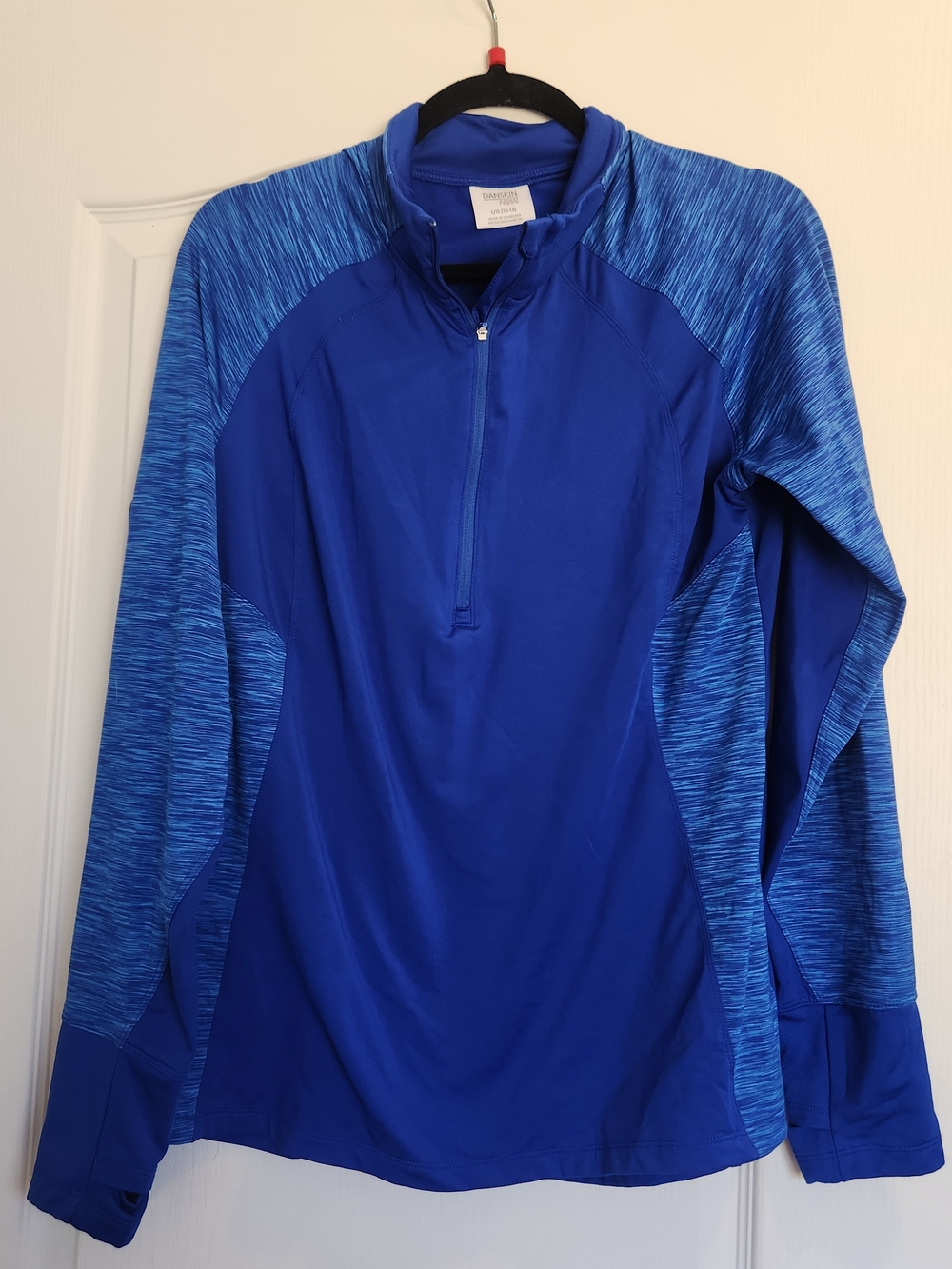 Danskin Royal Blue Athletic Pullover with Quarter-Zip L Euc
